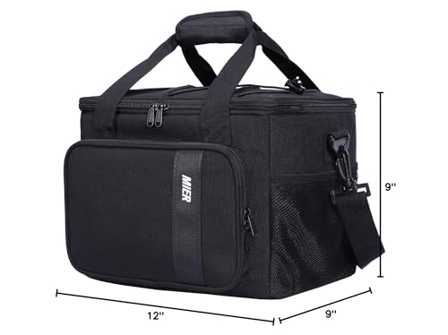 MIER Mens Lunchbox for Work Insulated 24 Cans/15L Large Lunch Bags Leakproof Adult Women Lunch Box Coolers for Travel Beach Picnic Office, Black - color: Black