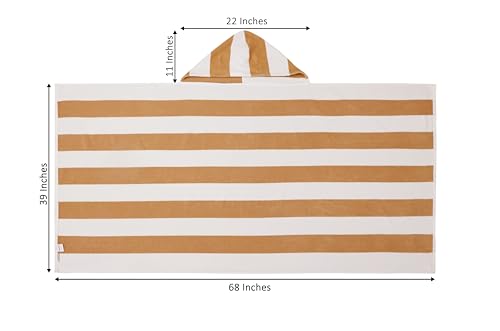 COTTON CRAFT Hooded Beach Towel – Oversized 39 x 68 Towel with Hood for Adults - 100% Ringspun Cotton Velour Terry Towel - 450 GSM Super Soft Plush Absorbent Quick Dry Bath Wrap – Cabana Stripe Linen - color: Cabana Stripe - Linen, size: 1 Pack - 39x68 Ho