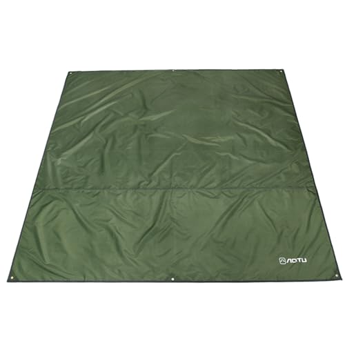 Azarxis Waterproof Camping Tent Tarp Hammock Rain Fly Footprint Ground Cloth Shelter Sunshade Beach Picnic Blanket Mat for Outdoor Camping Park Lawn - color: #01 Army Green, size: 5 x 7 ft