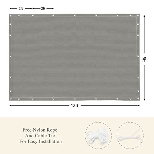 90% Outdoor Sun Shade Cloth, 8' x 12', Pergola, Deck, and Backyard Patio Sunshade with UV Protection, Heat Resistant HDPE Material, Reinforced Grommets (8x12 FT, Grey) - color: 3-grey, size: 8x12 FT