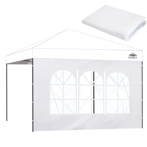 10x10 Pop Up Canopy Sidewall - 1 PC 300D Waterproof Attachable Tent Wall, Privacy Shade for Outdoor Events, Vendor Booths (Tent Not Include, with PVC Church Window) - style: with PVC Church Window