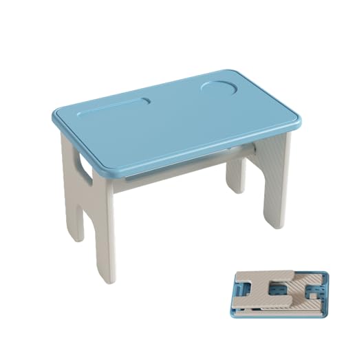 UNICOO Kids Folding Table, Toddler Activity Table for Study, Snack, Art Craft and Play, Portable Plastic Children's Table for Small Spaces, Home and Playroom - color: Blue & Grey