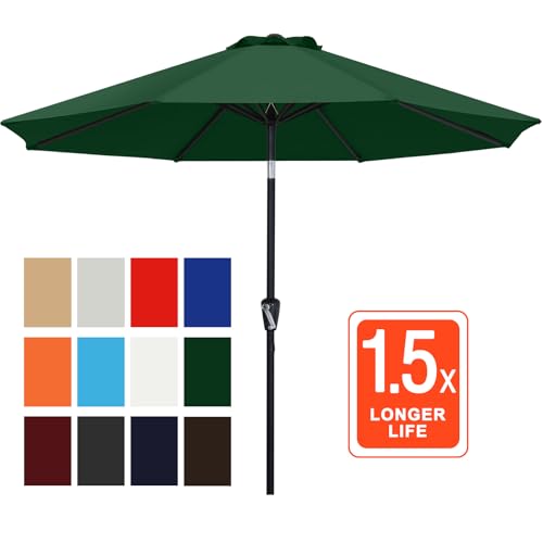 ABCCANOPY 10FT Patio Umbrella, Outdoor Waterproof Table Umbrella with Push Button Tilt and Crank, 8 Ribs UV Protection Pool Umbrella for Garden, Lawn, Deck & Backyard (Forest Green) - color: Forest Green, size: 10FT