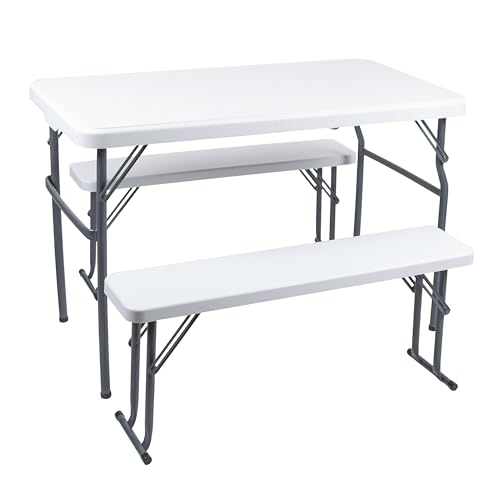 Stansport Compact Portable Kids Picnic Table – Foldable Space-Saving Design with Locking Legs – Lightweight Children’s Picnic Set for Travel, Parks, Campsite – Durable Steel Frame & Easy Clean Surface - style: With Benches