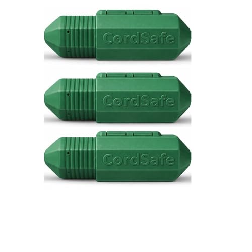 Extension Cord Connection Protector by CordSafe Plus, Weather-Resistant, Fits 18–12 AWG, Helps Keep Plugs Secure, Made in USA (Green, 3 Pack) - color: Green, size: 3 Pack