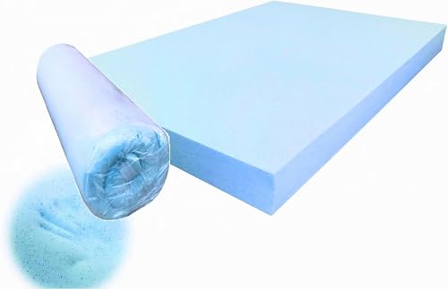 Pet Dog Bed Blue Cooling Gel Infused High Density Solid Memory Foam Pad (47x29x4 inches) - color: Blue, size: 47 x 29 x 4 in gel infused