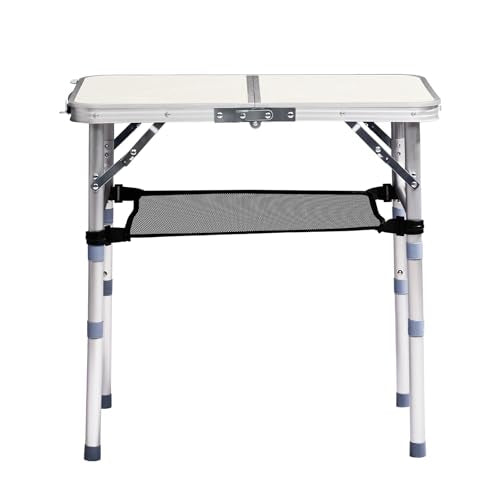 Camping Table, Adjustable Height Folding Table, Portable Aluminum Small Folding Table with Carry Handle for Picnic, BBQ, Indoor, Office (White, 2 FT) - color: White, size: 2 FT