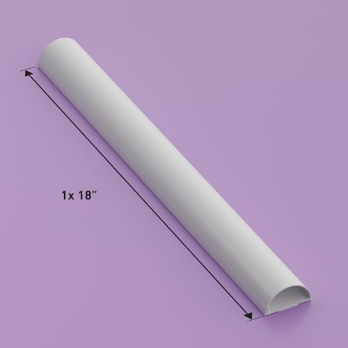 D-Line TV Wire Hider, Half Round Cord Cover for Wall Mount TV, Hinged One-Piece Raceway, Paintable, Self-Adhesive Cable Management - 2" (W) x 1" (H) x 18" Length - White - color: White