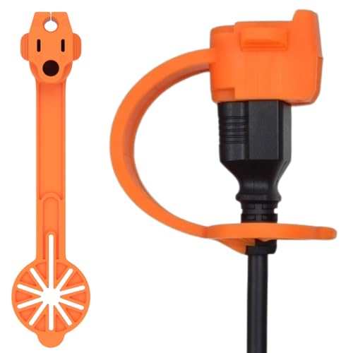 Outdoor Weatherproof Plug Cover - Extension Cord Waterproof Protector Covers for 120v Electric, 3 Prong Male End Weather Proof Exterior Ends Caps for Outside Electrical Plugs (2,Orange) - color: Orange