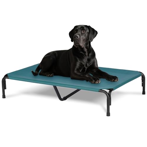 Elevated Dog Bed for Outdoor, XXL Raised Dog Cot Indestructible with Washable Mesh, Cooling Summer Pet Cot Chew Proof for Outside Camping Travel, 51 inch Green - color: Green, size: 51"L x 31"W x 8"Th