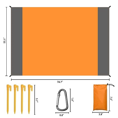 Waterproof Camping Tarp Lightweight Multifunctional Tent Footprint for Camping, Hiking Backpacking, Compact Tent Tarp Ground Sheet Mat for Ground or Under Tent（55.1" x 78.7" | Orange） - color: 55.1" X 78.7" | Orange