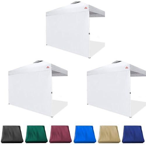 SideWall for 10x10 Canopy Frame, 3 Pack White SunWall Only, (with Zippers) - color: White, size: 3 Sidewalls