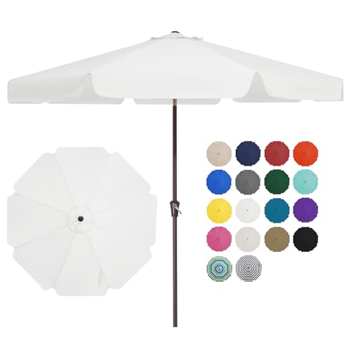 JEAREY 9 FT Patio Umbrella Outdoor, Table Umbrellas Market Umbrella w/Push Button Tilt/Crank, 8 Sturdy Ribs(Cream White) - color: Cream White