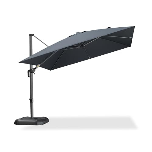 PURPLE LEAF 10 Feet Patio Umbrella Outdoor Cantilever Square Umbrella Aluminum Offset Umbrella with 360-degree Rotation for Garden Deck Pool Patio, Grey - color: Grey, size: 10' X 10', style: Standard