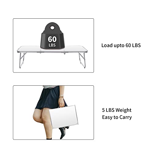 Moosinily Small Camping Table 35.2 inch Folding Picnic Table Foldable Low Camp Table Portable Short Aluminum Outdoor Floor Short Beach BBQ White 35.2×15.7 inch - color: White, size: 35.2×15.7 Inch