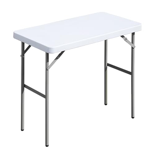 Folding Table 2.7ft Rectangular All-Occasion Plastic Folding Event Table for Indoor and Outdoor, Portable Desk, Camping, Durable and Stable, HDPE and Steel, Wide Application, White - color: White, size: 2.7ft