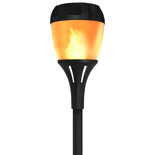FoxFlame Solar Path Lights Outdoor Waterproof-Realistic Flickering LED Flame,IP65 Pathway Lights Solar Powered Warm Light for Garden and Walkways,Ground Stake Included for Easy Setup(2 Pack) - style: Elegant Path Torch
