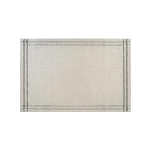 Luul Home Easy Jute Rugs 2x3 Bordered Bone Color Living Room Indoor Outdoor Door Mat for Patio and Kitchen Rug High Traffic Washable Easy to Clean Solid Boho Woven Design Outside Carpet (2 x 3) - color: Bordered/Bone Black, size: 2' x 3' (Rectangular)