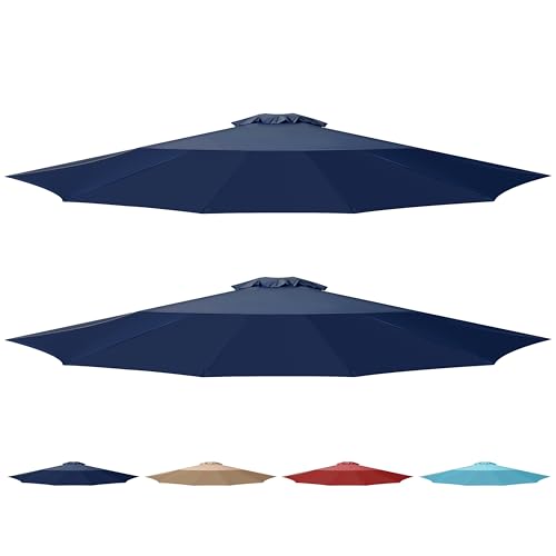 Simple Deluxe 2 Pack 9' Patio Umbrella Replacement Canopy Only Outdoor Table Market Yard Umbrella Replacement Top Cover with 8 Ribs, Dark Blue - color: 2P-Dark Blue Canopys, size: 9ft