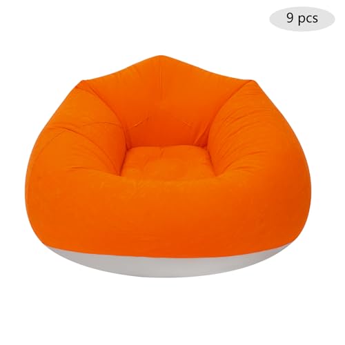 9 Pieces Inflatable Sofa with 2 Foot Pumps, Inflatable Chairs for Adults Kids, Blow Up Couch Camping Lounger, 264LBS Portable Air Sofa for Indoor Outdoor Party, Orange