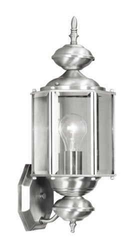 Livex Lighting 2006-91 Outdoor Wall Lantern with Clear Beveled Glass Shades, Brushed Nickel - color: Brushed Nickel