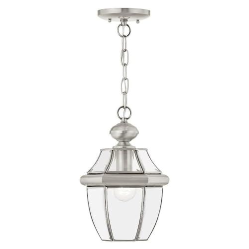 Livex Lighting 2152-91 Monterey 1-Light Outdoor Hanging Lantern, Brushed Nickel - color: Brushed Nickel