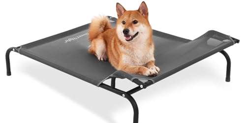 Sweetnight Elevated Dog Bed with Headrest for Large Dogs | Waterproof Raised Dog Cot for Outdoor - 43inch Heavy Duty Steel Frame Dog Bed&Easy Assembly，Supports 66-88 lbs, L - size: L, style: Classic