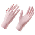 Lightweight Summer Fingerless Gloves Men Women UV Sun Protection Driving Cotton Gloves Nonslip Touchscreen Mittens - color: Icesilk-pink