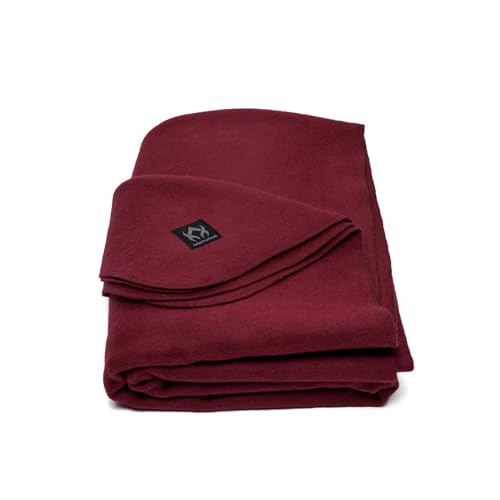 Arcturus Military Wool Blanket - Warm, Thick, Washable - Great for Outdoors, Camping, Stadium Blanket, Picnics, Travel - Car & Bushcraft Survival Kits - color: Wine