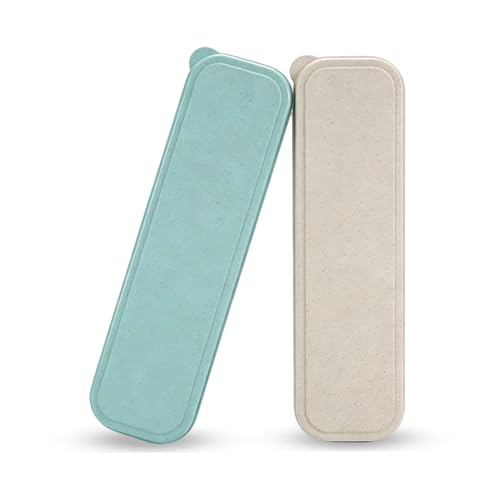Travel Cutlery Case Portable Utensil Holder Travel Silverware Case Flatware Storage Box Camping Utensils Cases for Fork Spoon Chopsticks Lunch Box, 8.26 x 2.1 Inches (Beige, Green, Small) - color: Beige, Green, size: Small