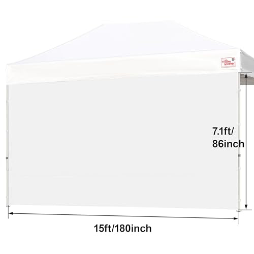 Tradesparker 10x15 Pop Up Canopy Wall with Zipper, 86 inch Height Instant Canopy SunWall Tent Sidewalls for 10x10 Pop Up Tent,1 Pack Sidewall Only,White - color: White, size: 15FT*1