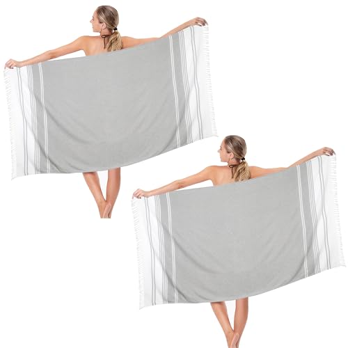 Beach Towel 2 Pack,Sand Free Beach Towels Oversized 39 x 72,Turkish Beach Towel Quick Dry,Lightweight Pool Towels for Adults Diamond Travel Towel,Cool Beach Essentials - color: 2 Pack Diamond Light Grey