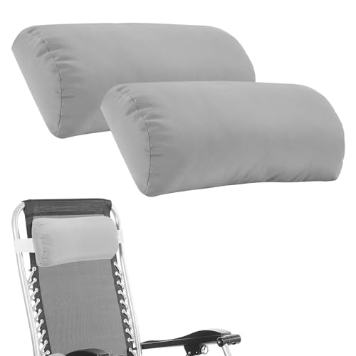 Headrest Pillow for Patio Chaise Lounge, 2 Packs Head Pillow with Elastic Band for Zero Gravity Lounge Chair, Head Neck Rest Pillow Lumbar Pillow, Light Gray - color: Light Gray