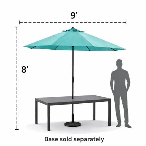 BrylaneHome Outdoor Tilt-And-Crank Umbrella With 8 Sturdy Steel Ribs Heavy Duty Fade-Resistant Tilting Shade Patio Garden Backyard Décor Pool Home - color: Poppy Stripe, size: 9' Tilt-and-crank Umbrella