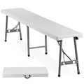 ZENY 6ft Plastic Folding Bench, Portable Outdoor Bench for Picnic Camping Dining Party Garden, Soccer Multipurpose Entertaining Activities, White