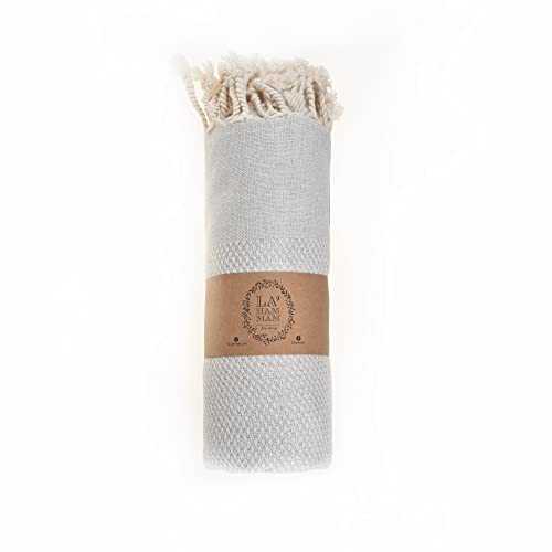 Beach Towel | Cotton Beach Towels, Easy to Carry, Sand Free, Highly Absorbent, Quick Dry, Turkish Towels for Travel Camping Bath Sauna Beach Gym Pool Yoga SPA by Lahammam, Akasya, Gray - color: Gray, size: Akasya