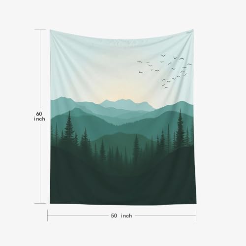 EMMTEEY Nature Tapestry Green Mountains Forest 50X60 Inch Vertical Tapestry Wall Art Hanging Tapetries for Bedroom Living Room Dorm Décor - color: Green Mountains Forest, size: 50"L x 60"W