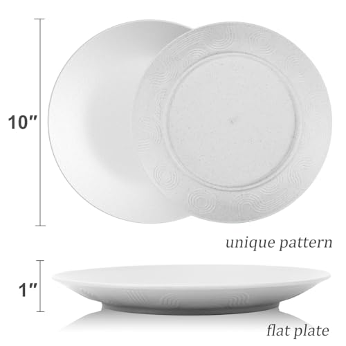 Wrova Wheat Straw Dinner Plates 10 Inch Unbreakable Set of 8 - Dishwasher & Microwave Safe Plastic Plates Reusable - Lightweight Plates for kitchen,camping,picnic,R.V. - White - color: White, size: 10 inch