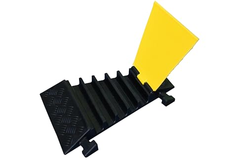 Kable Kontrol Atlas Heavy Duty Cable Protector - 22.5° Degree Left Turn - 5 Channel - CP9988 Compatible - Black & Yellow - Speed Bump and Wire Protector Turn for Indoor & Outdoor Use - size: 5 Channel - Left Turn