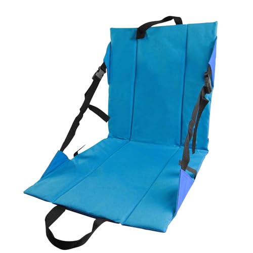 Folding Stadium Seat Cushion with Backrest, Portable Bleacher Pad for Camping, Fishing,15.8'' x 16.5'',Lightweight Chair with Backrest for Outdoor Sports and Concerts(Blue and Purple) - color: Blue and Purple