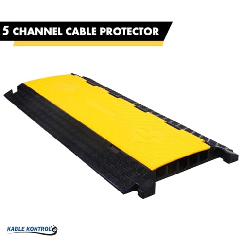 Kable Kontrol Atlas Cable Protector Wire Ramp - 5 Channel Bulk Wholesale Pallet – 20 Pcs - 35” Long Black & Yellow - 24000 Lbs Load Capacity - Rubber Speed Bump Wire Protector Cord Cover - CP9975 - size: 5 Channel - 20 Units