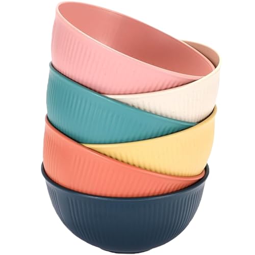 Unbreakable Wheat Straw Cereal Bowls Set of 6, 24 OZ Microwave and Dishwasher Safe Lightweight Soup and Salad Bowl Sets, Reusable Dessert Bowls for Rice, Pasta, Snack, Fruit, BPA Free (6 Colors) - color: 6 Colors