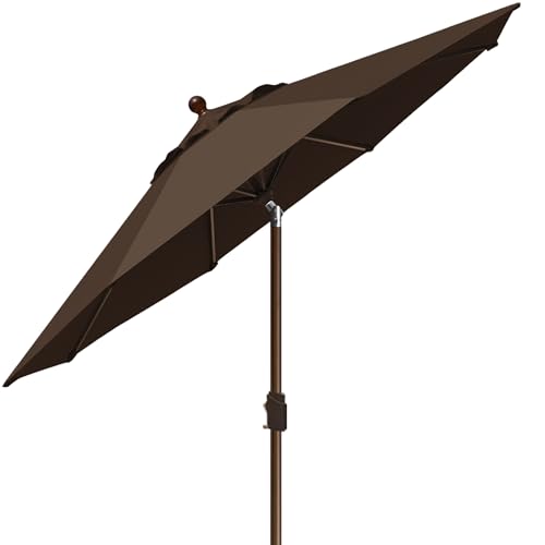 EliteShade USA 10-Year-Non-Fading 9Ft Market Patio Umbrella, UPF 50+ UV Protection Performance Sun Umbrella, Heavy Duty Commercial Grade Outdoor Table Umbrella with Crank & Tilt, Windproof Vented Top for Garden, Pool, Deck and Outdoor Playsets, Chestnut -
