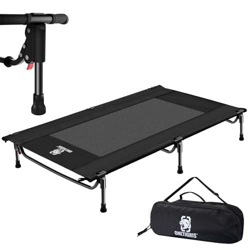 ONETIGRIS Elevated Dog Bed, Outdoor Dog Cod Large Raised Dogs Bed with Chew Proof Mesh, No-Slip Portable Dogs Cot Bed for Indoor & Outdoor Portable - color: Black, size: Medium