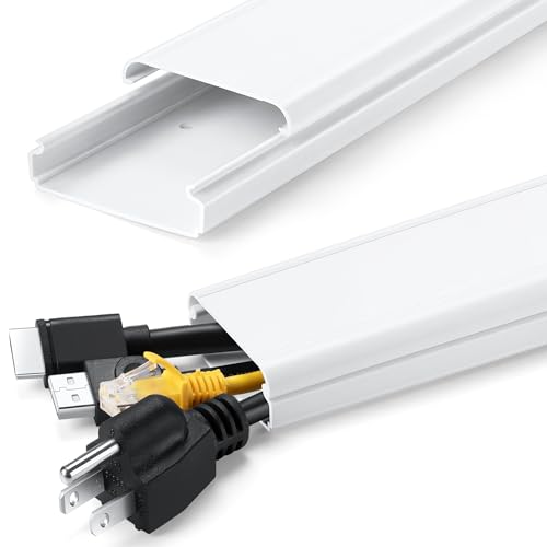 ZhiYo 34in TV Cord Hider for Wall Mounted TV, Large Cord Cover Wall, PVC Cable Management Raceway Kit, Wire Hider for Wall, White Wire Concealer 2 xL17in, W2in xH0.7in - color: White, size: W2in x H0.7in - L34in