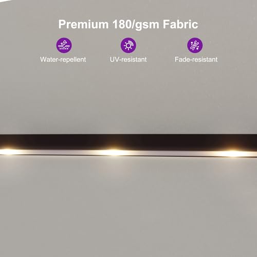 PURPLE LEAF 13ft Patio Market Umbrella with Solar LED and Base Double-Sided Rectangle Outdoor Table Sun Umbrellas with Crank for Pool Beach Deck Backyard Cream - color: Cream, size: 13' X 7' with Lights