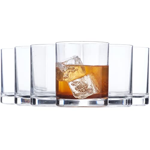US Acrylic Classic Clear Plastic Reusable Drinking Glasses (Set of 6) 12oz Rocks Cups | BPA-Free Tumblers, Made in USA | Top-Rack Dishwasher Safe - color: Clear, size: Rocks Tumblers