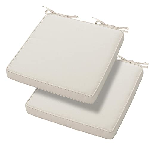 Magpie Fabrics Indoor Outdoor Waterproof Square Chair Cushion, 18 x 18 x 2.5 Inch, 2 Pack, Water Resistant Seat Cushions, for Patio Garden Office, Cream - color: Cream