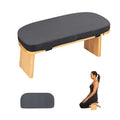 Meditation Bench with Cushion Foldable Ergonomic Bamboo Kneeling Stool Seiza Bench Wooden Meditation Stool Chair Zen Lotus Yoga Stool Floor Sitting Prayer Bench Removable Pillow - color: Dark Grey