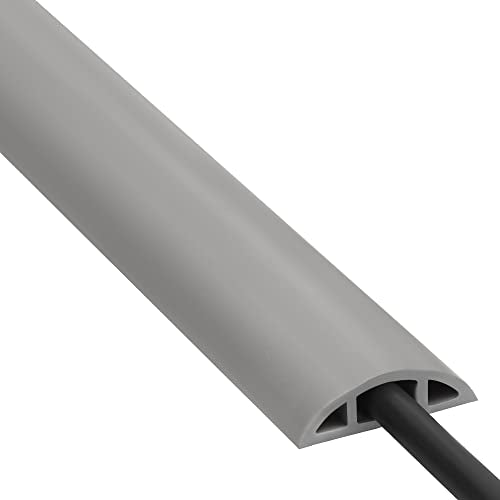 Cord Cover Floor 6ft Grey, PVC Floor Cable Cover, Cord Hider Floor Cord Protector Prevent Cable Trips & Protect Wires, Floor Cable Management Hide Cords on Floor, Cord Cavity - W0.47 x H0.28 - color: Grey, size: W1.2'' x L6'